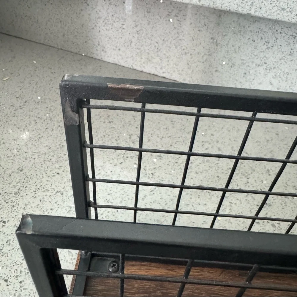 Rae Dunn Black Metal Wire Letter Holder with Wood Base